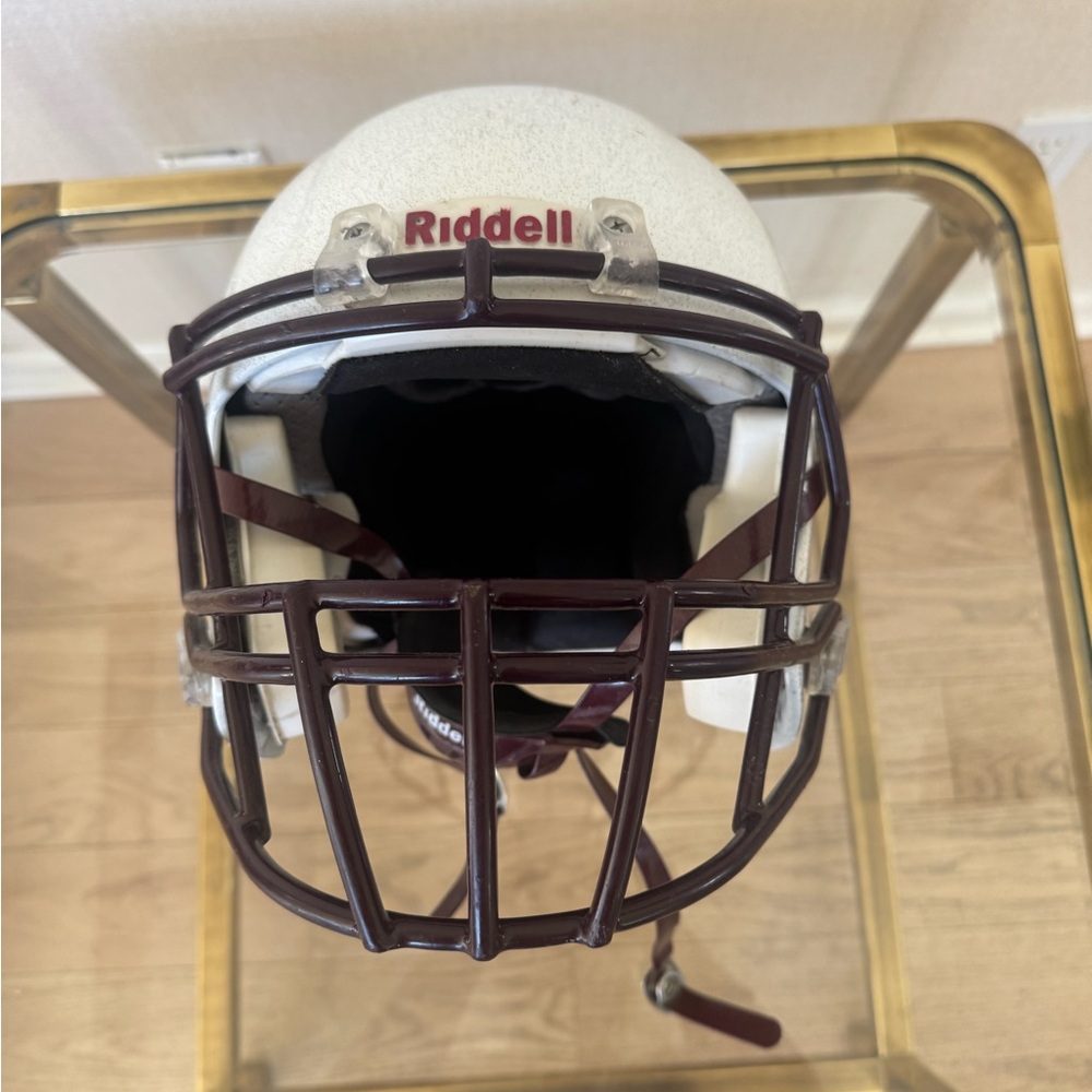 Riddell Men's White and Maroon Football Helmet